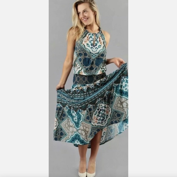 Hale Bob multi color sleeveless maxi dress size M - Picture 4 of 11